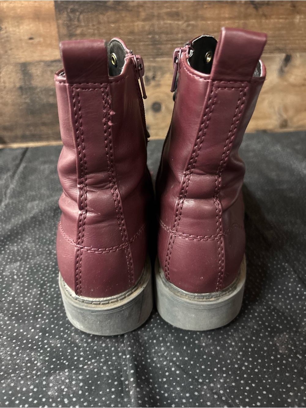 Time and Tru Wine Lace-Up Combat Boots - Picture 2 of 4